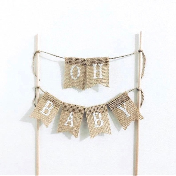 Oh Baby Cake Topper Burlap Banner - Picture 2 of 4